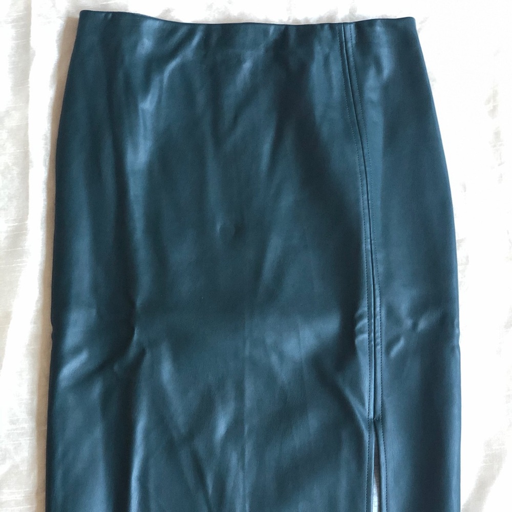 Forest Green Faux Leather Pencil Skirt